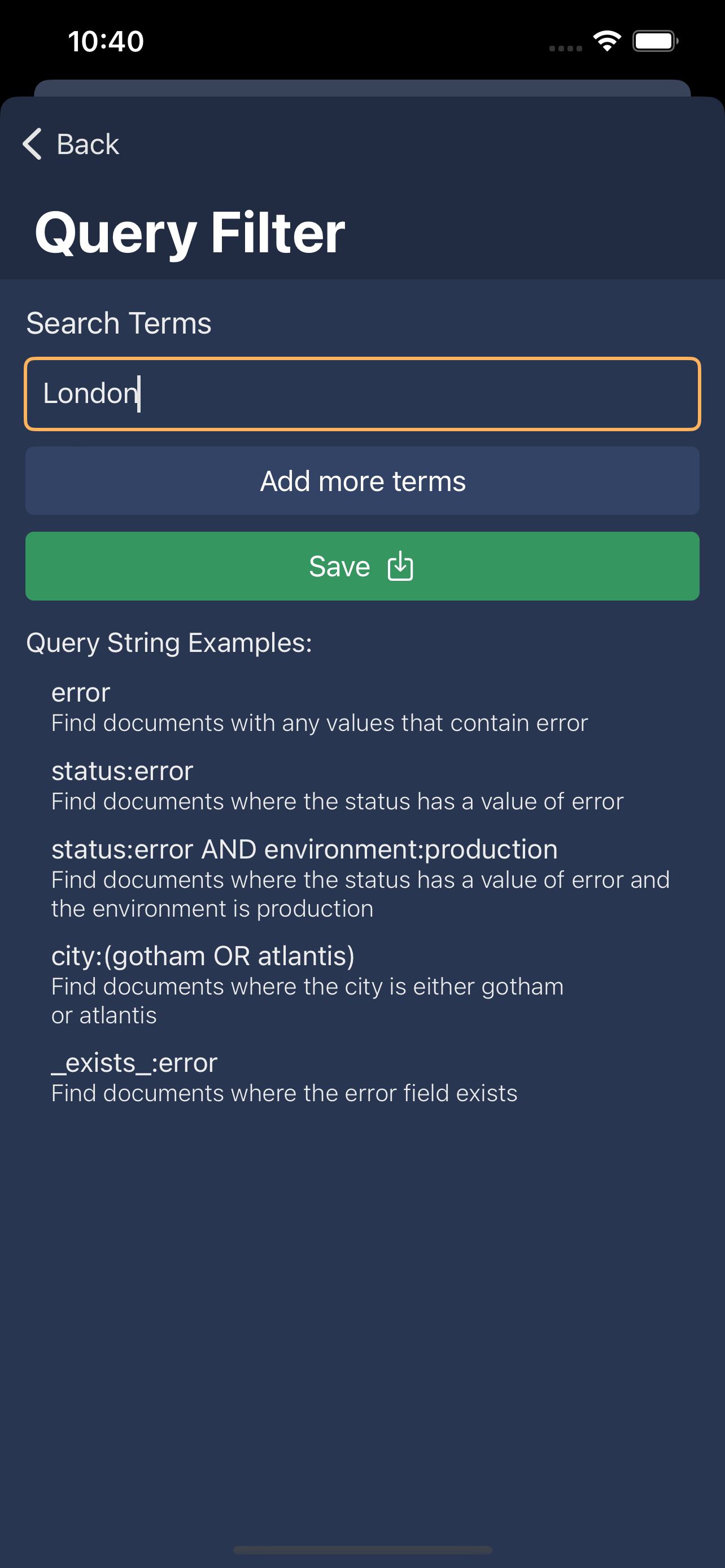 Query filter
